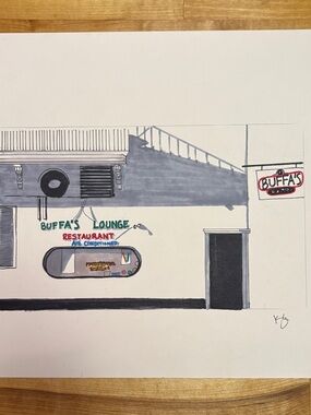 Buffa's Lounge Wall Art. Original illustration by me.